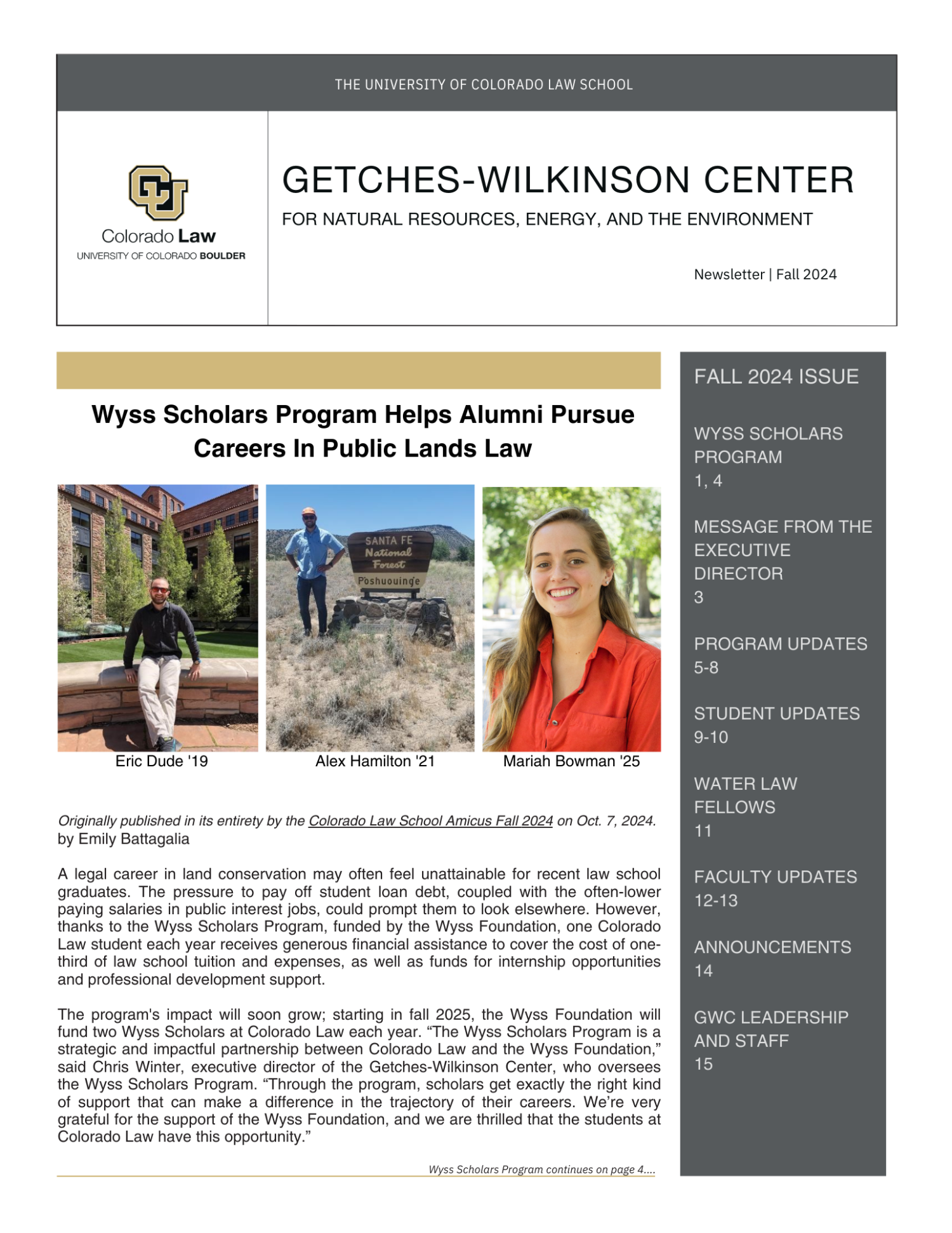 Fall 2024 Newsletter Cover Page