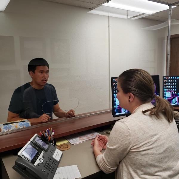 Advisor with student