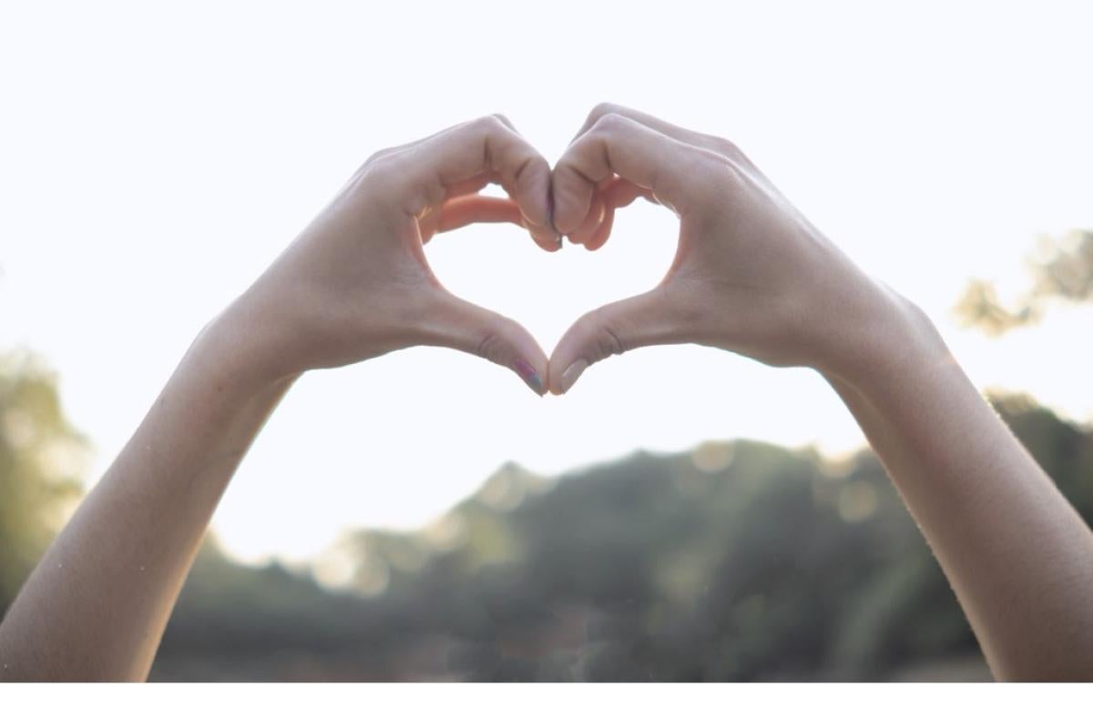 person holding up heart shape