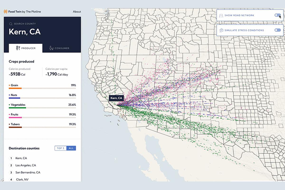 A map example of the food twin model developed to track crops