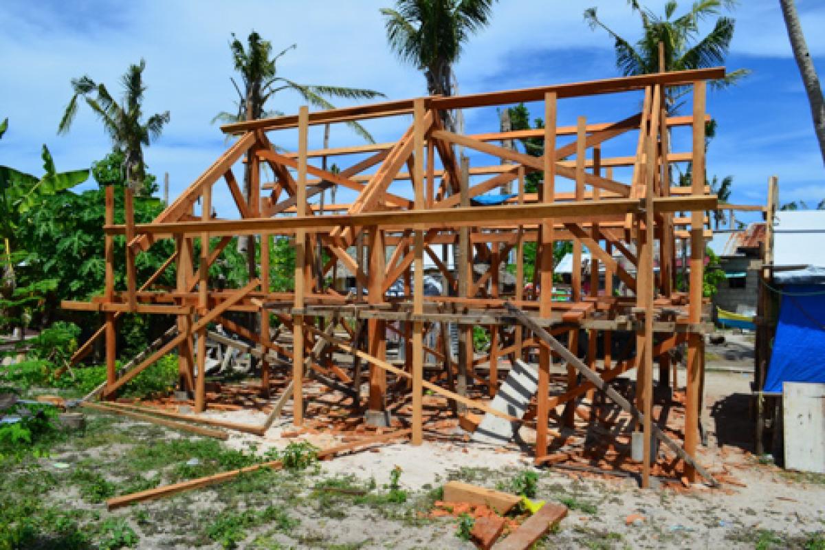 Building frame being constructed