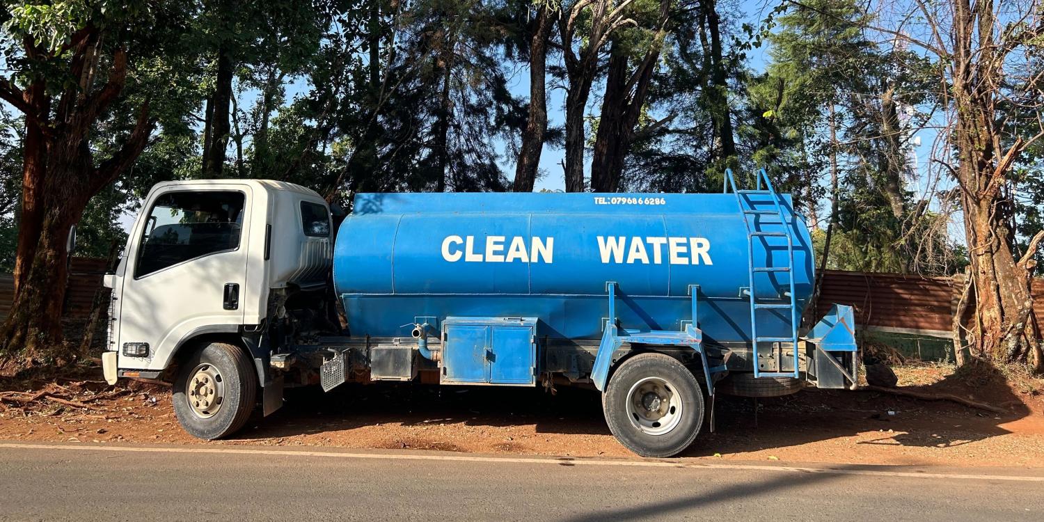 water delivery truck that says clean water