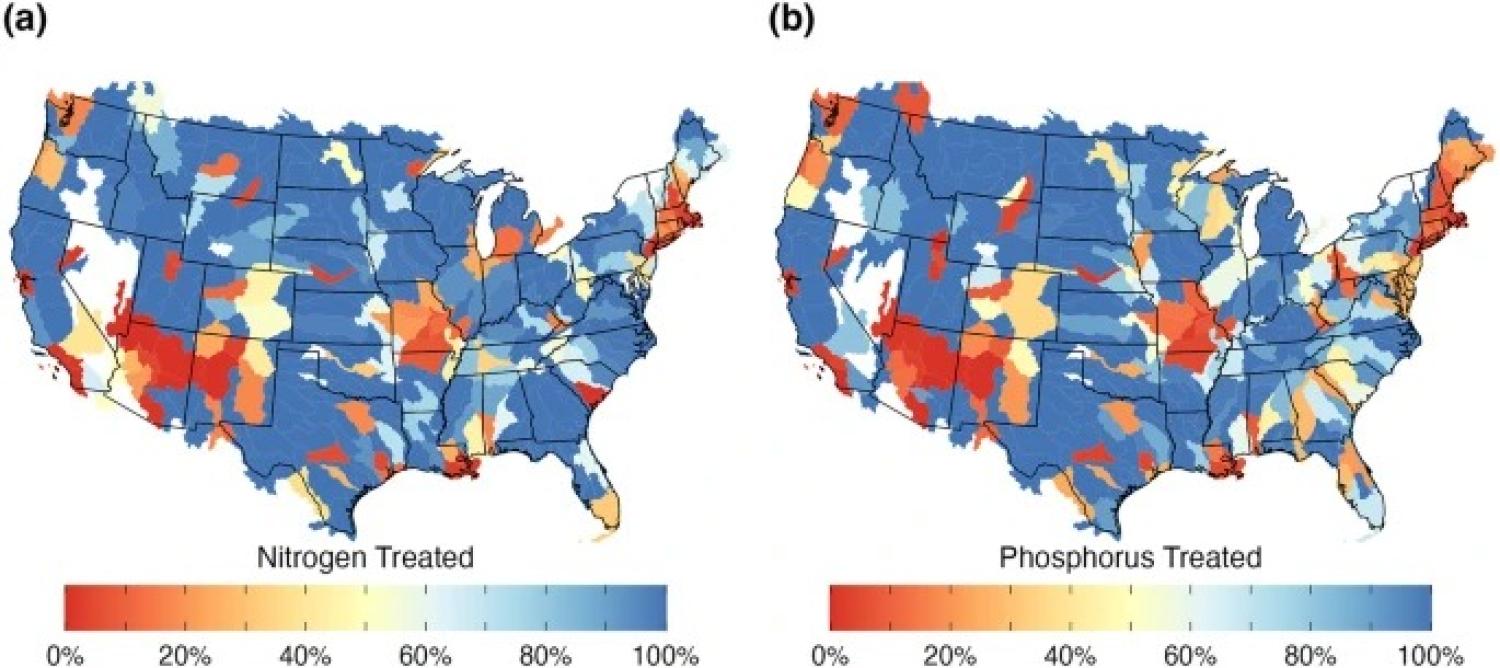 Map of the US highlighted with nutrient mapping borders