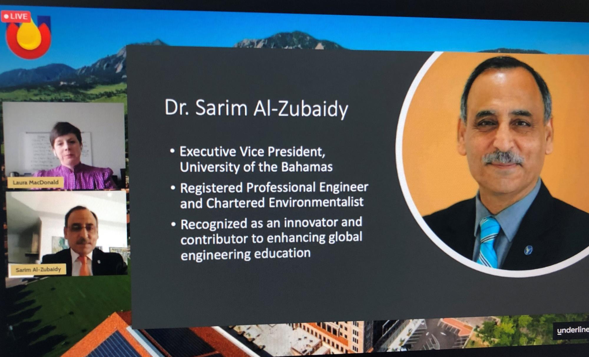 Dr. Sarim Al-Zubaidy is awarded the Global Engineering Humanitarian Award