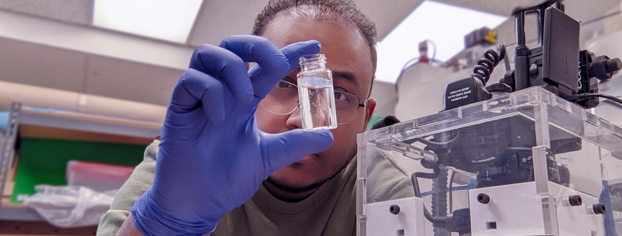 Nitish Ranjan Sarker conducting laboratory experiments at the University of Toronto