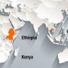 A map with ethiopia, Kenya and Cambodia highlighted in orange