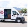 mobile pharmacology lab parked with door open