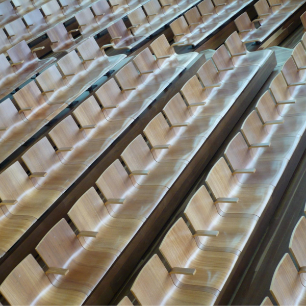 large lecture hall with empty seats