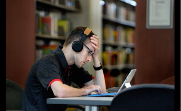 Student sitting at desk working