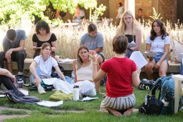 Students Sitting Outside