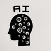 black silhouette of a head with eyeballs on it and the word A.I written above