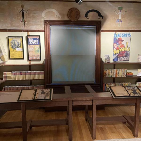 Interpretive display showcasing Zane Grey's films