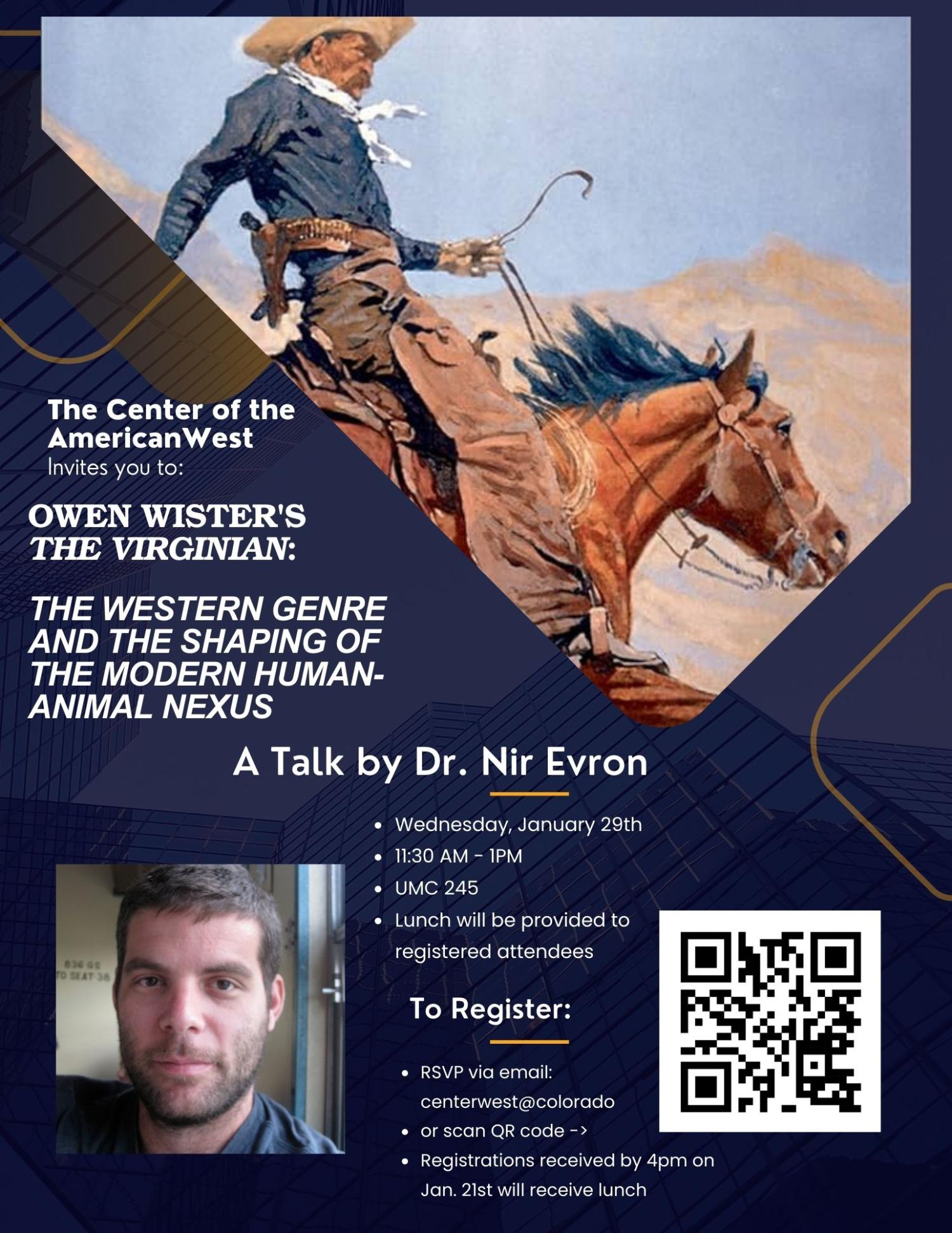 Invite flier for Nir Evron event on 1/29/2025