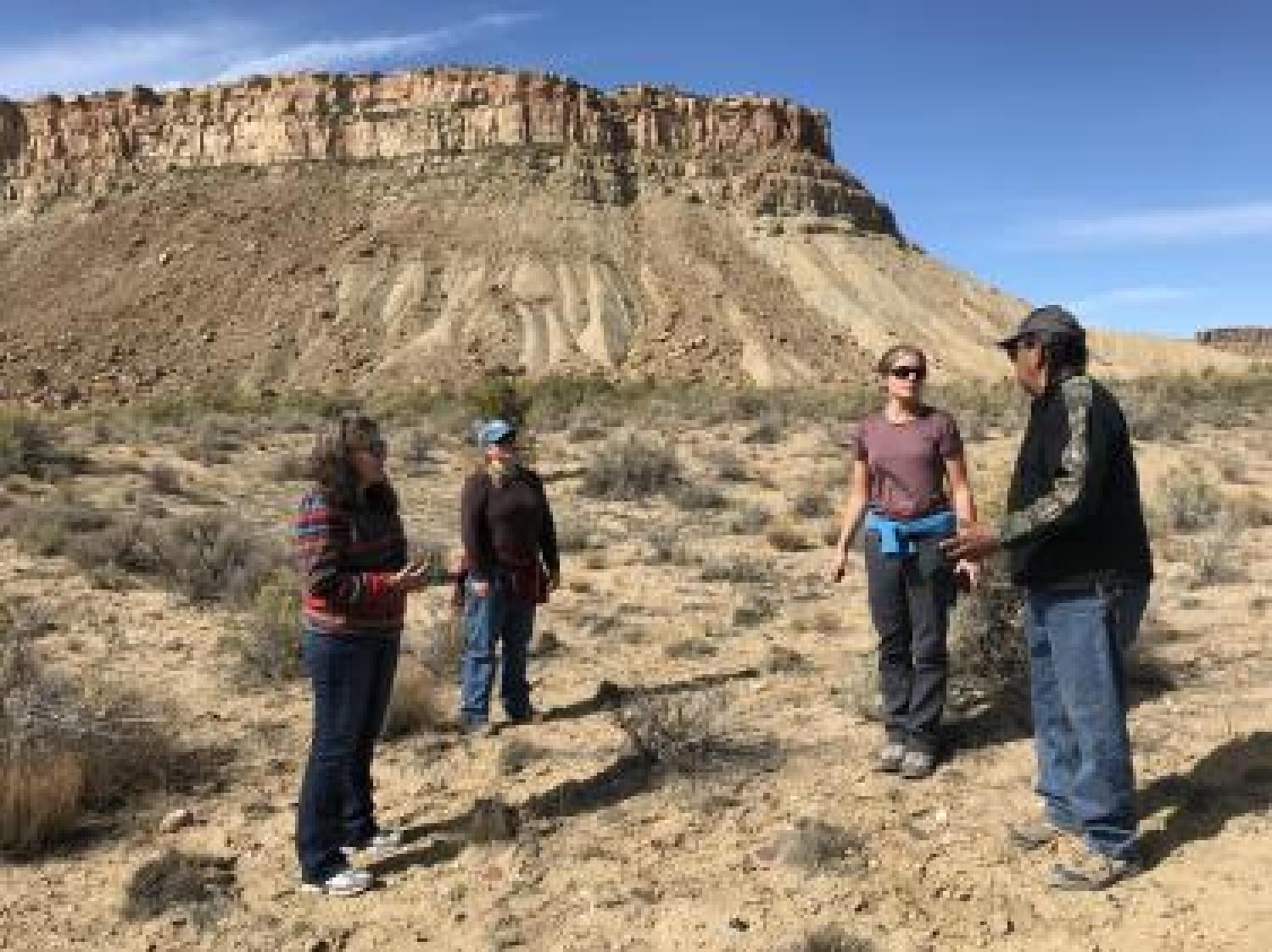 Visit to Ute Mountain Ute Tribal Park, October 2018. (From left to right: Kathy Brazelton, Nichol Shurack, Kelly Dick, and Terry Knight, Sr.)