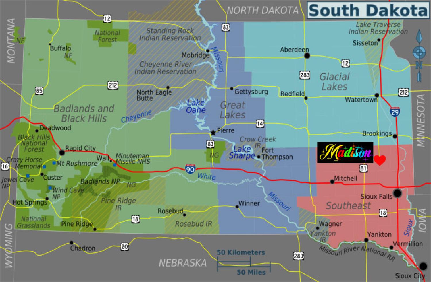 map of South Dakota