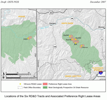 Location of six RD&D Tracts
