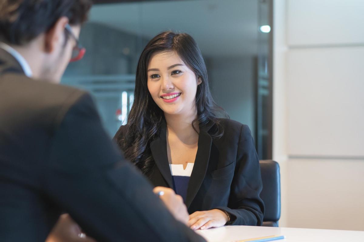 Student interviewing for professional school