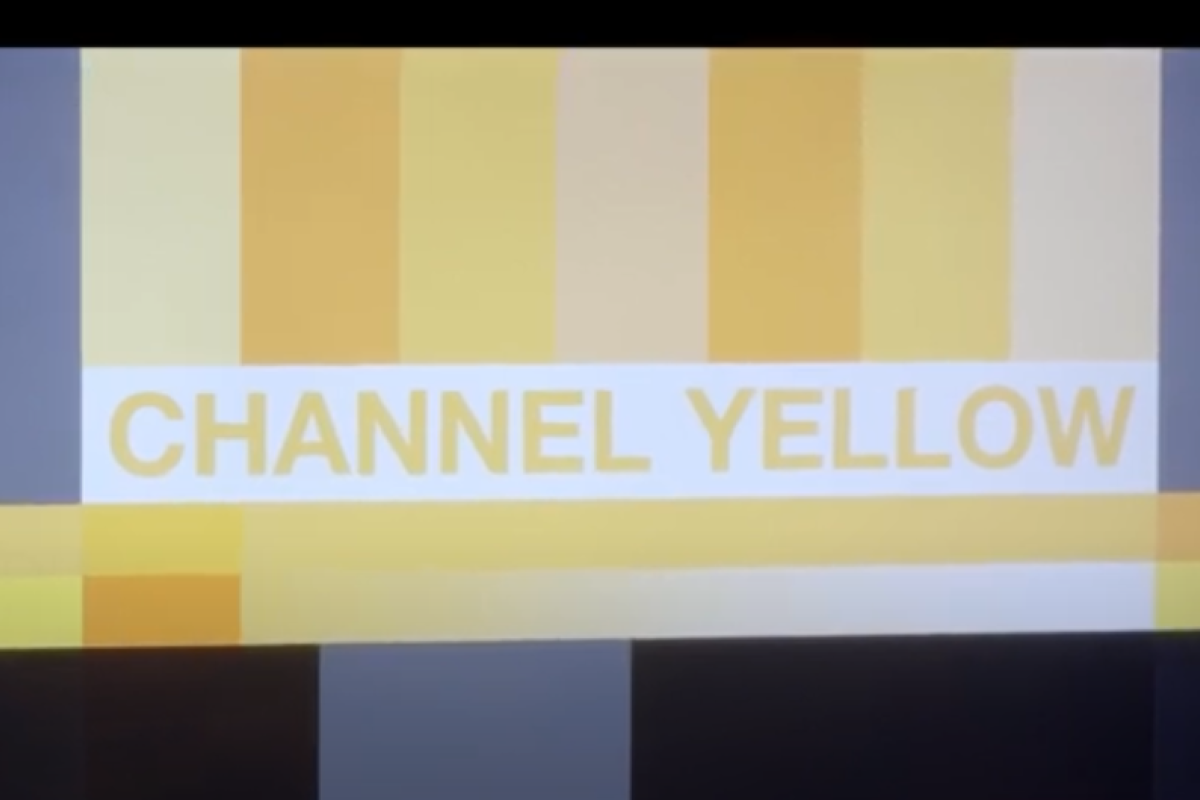 A TV Screen showing the text Channel Yellow