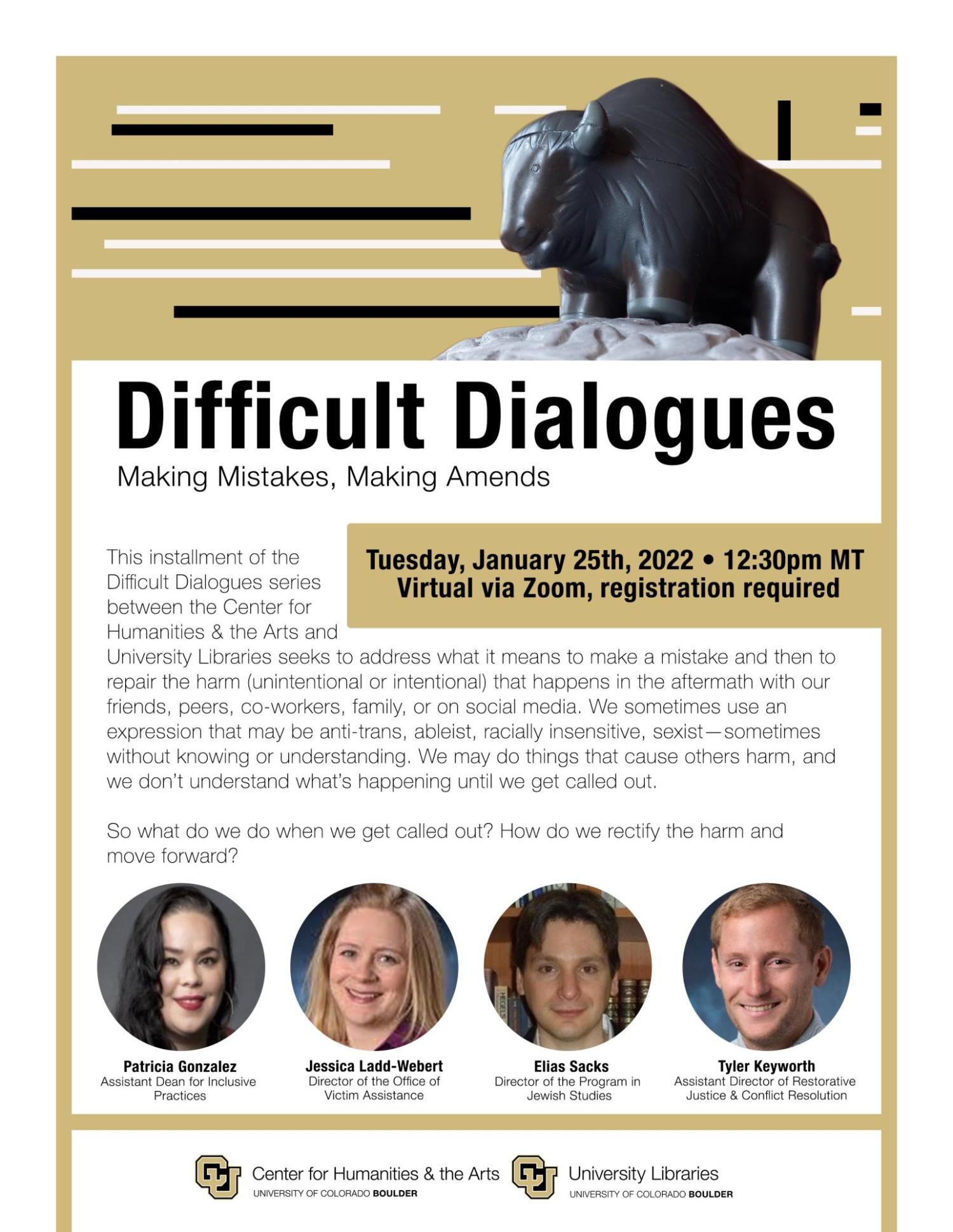 Spring 2022 Difficult Dialogues flyer