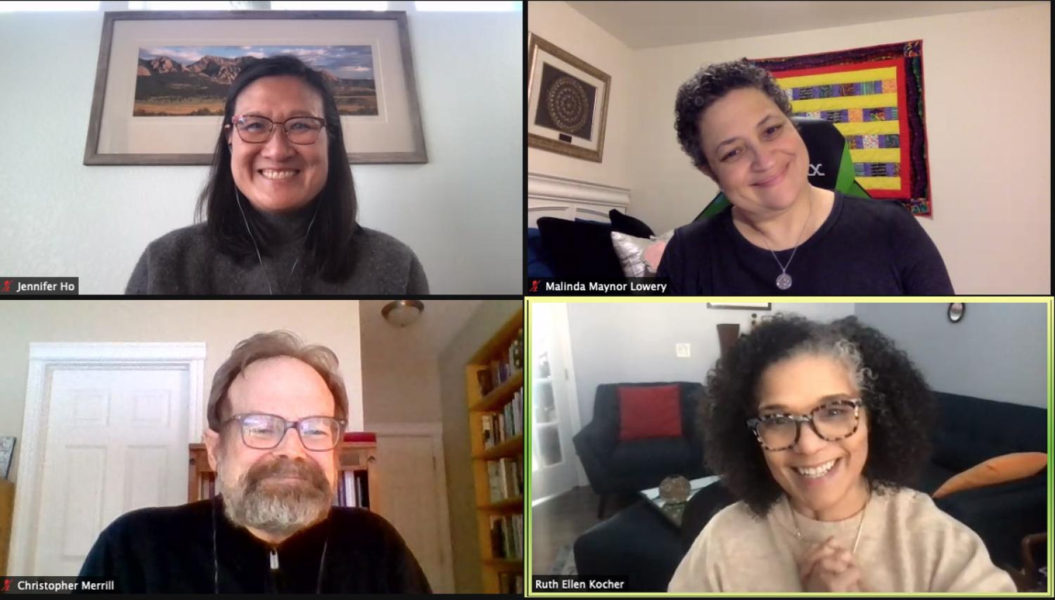 Zoom screenshot of panelists during event