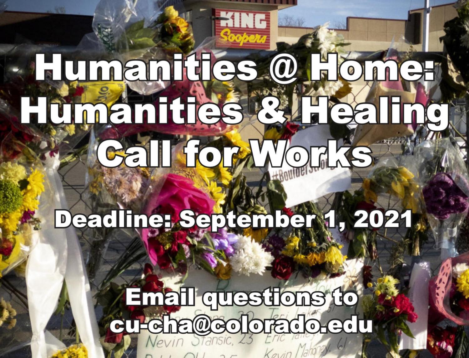 poster with humanities @ home, backdrop floral