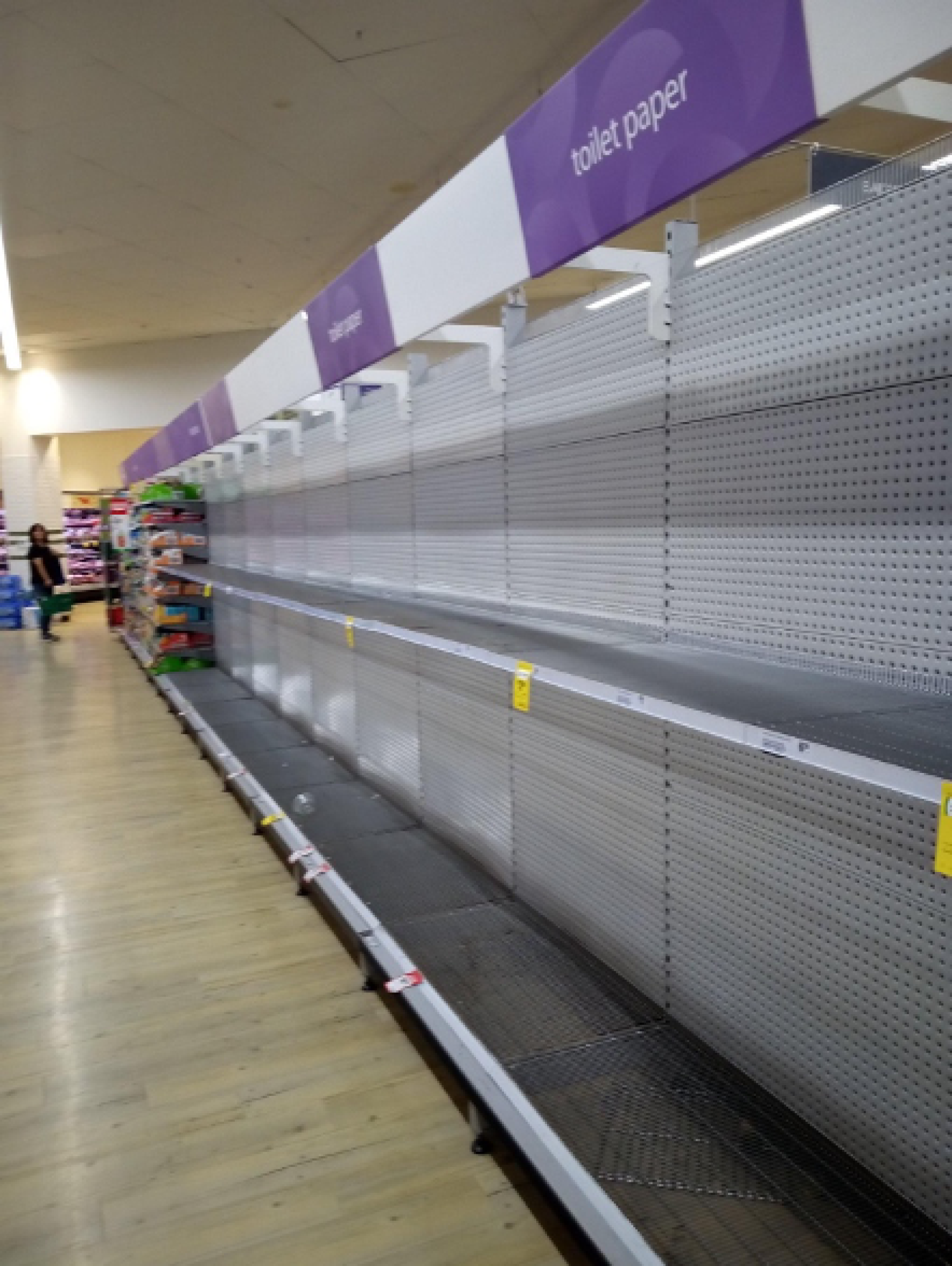 empty shelves in a grocery store