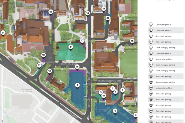 Screenshot of CU Boulder's parking near the UMC Building, updated as of April 2024