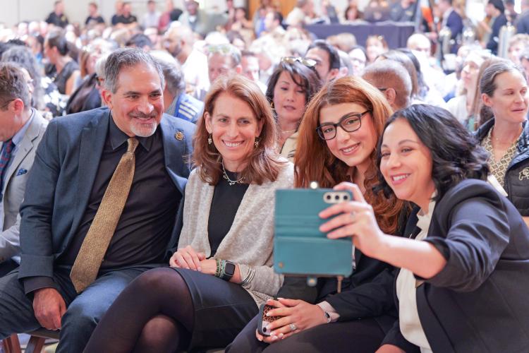Justin Schwartz, Sona Dimidjian, Dania Arayssi, and Jessica Sandoval at State of the Campus.