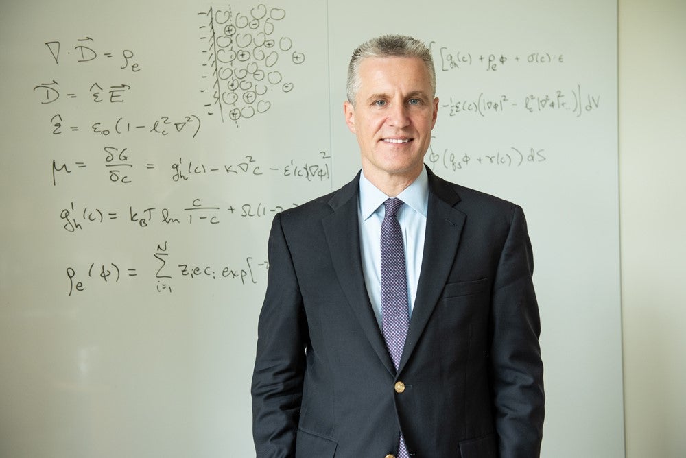Martin Bazant in front of white board with notes