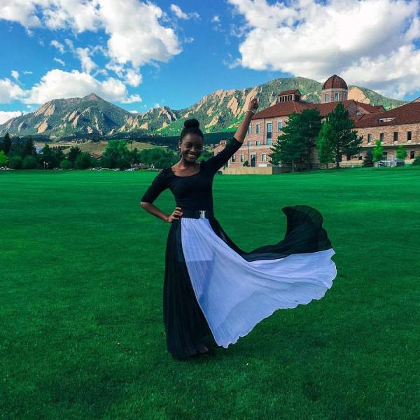 Amanda dancing in field 