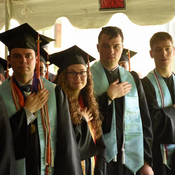 Students at graduation ceremony