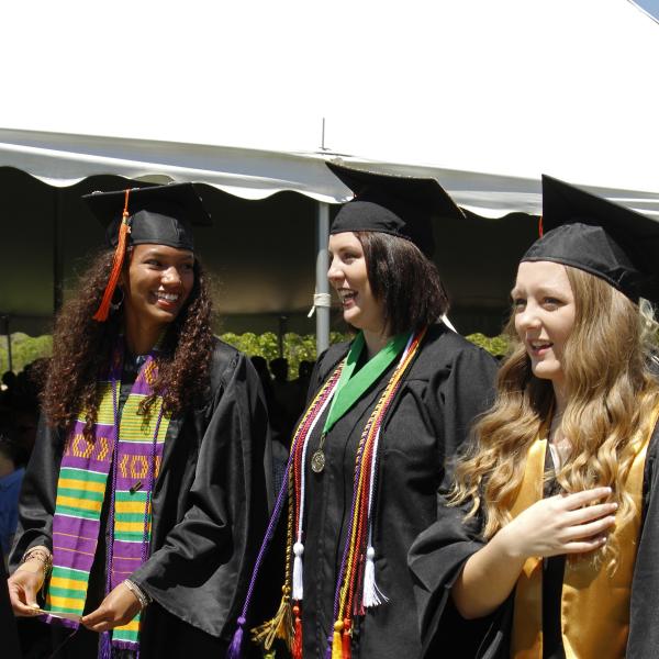 Undergraduate students in the graduation processional.