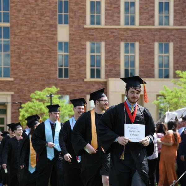 Students at graduation ceremony