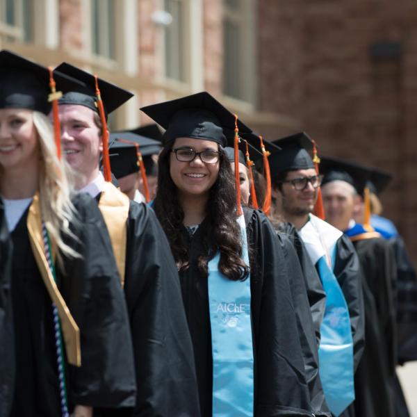 Students at graduation ceremony