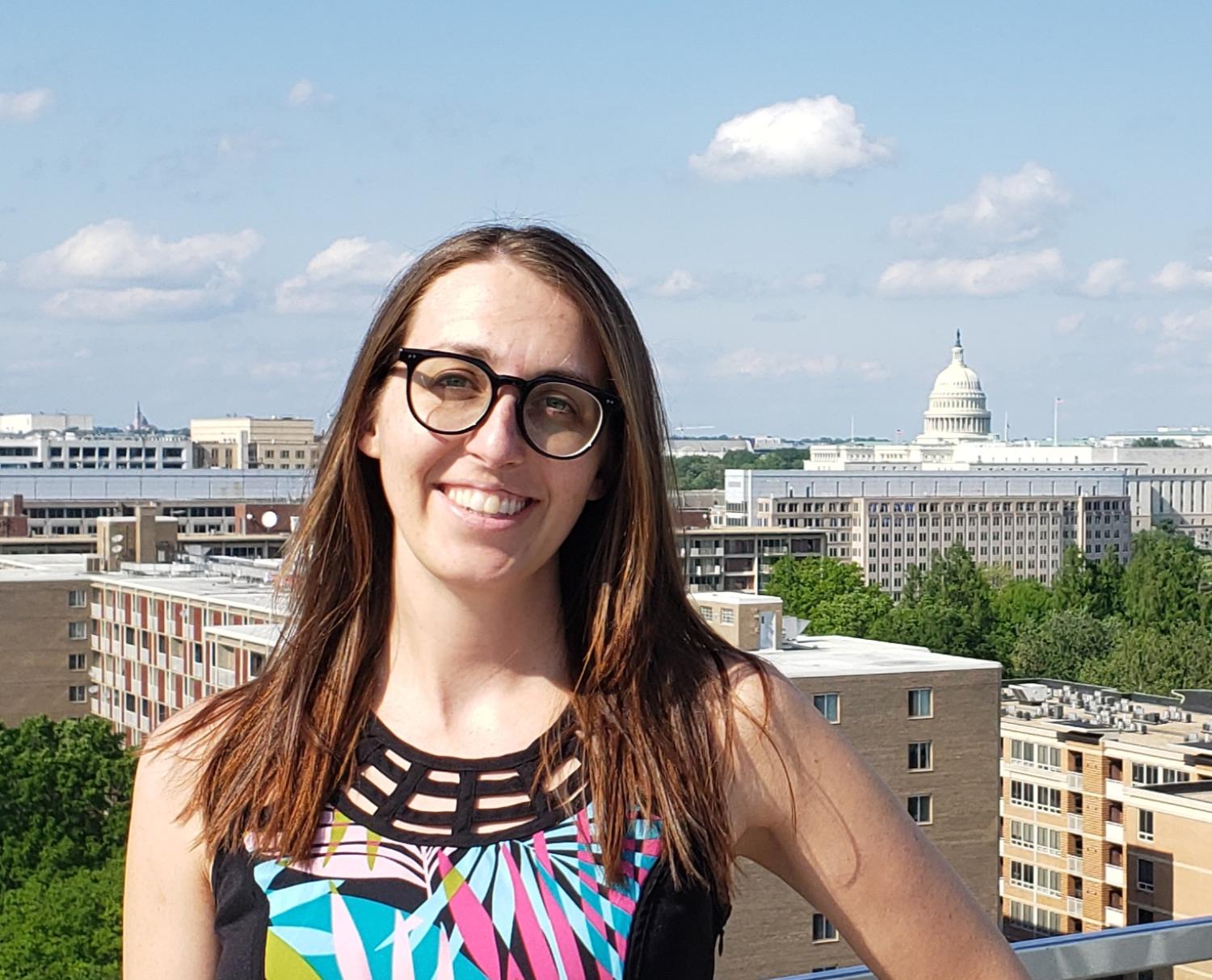 Penngington posing in front of the capitol dome in Washington, DC