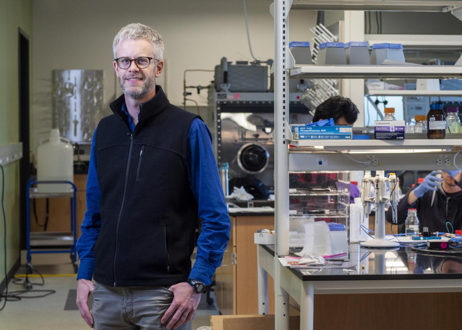 Professor McGehee in his lab