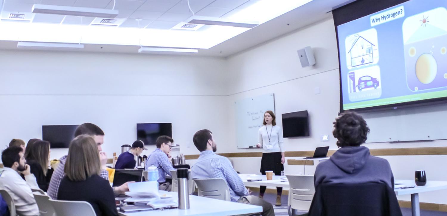A graduate student presents her resarch