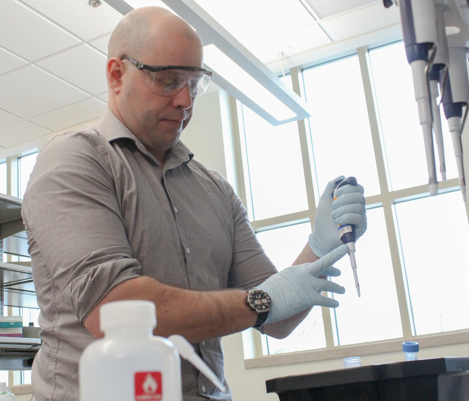 Timothy Whitehead working in his lab