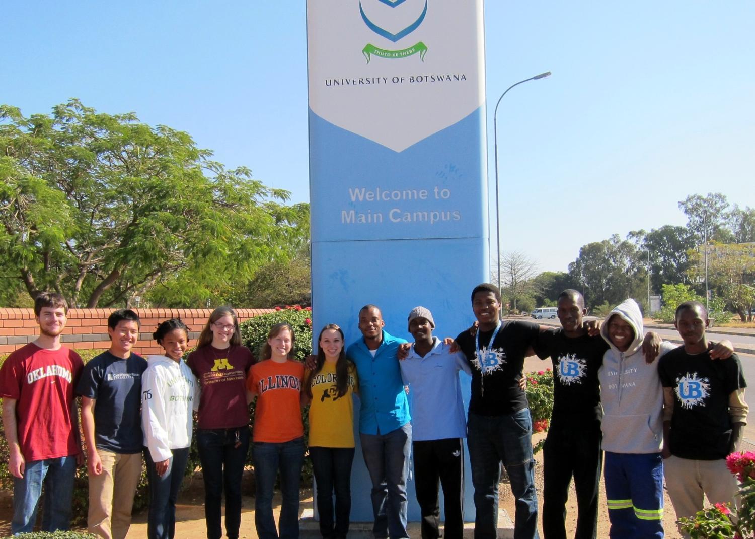 Melissa Rabin with REU participants in Botswana