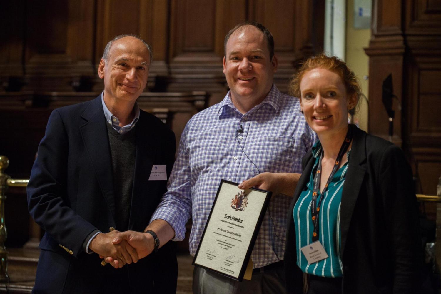 Tim White accepts the Soft Matter award