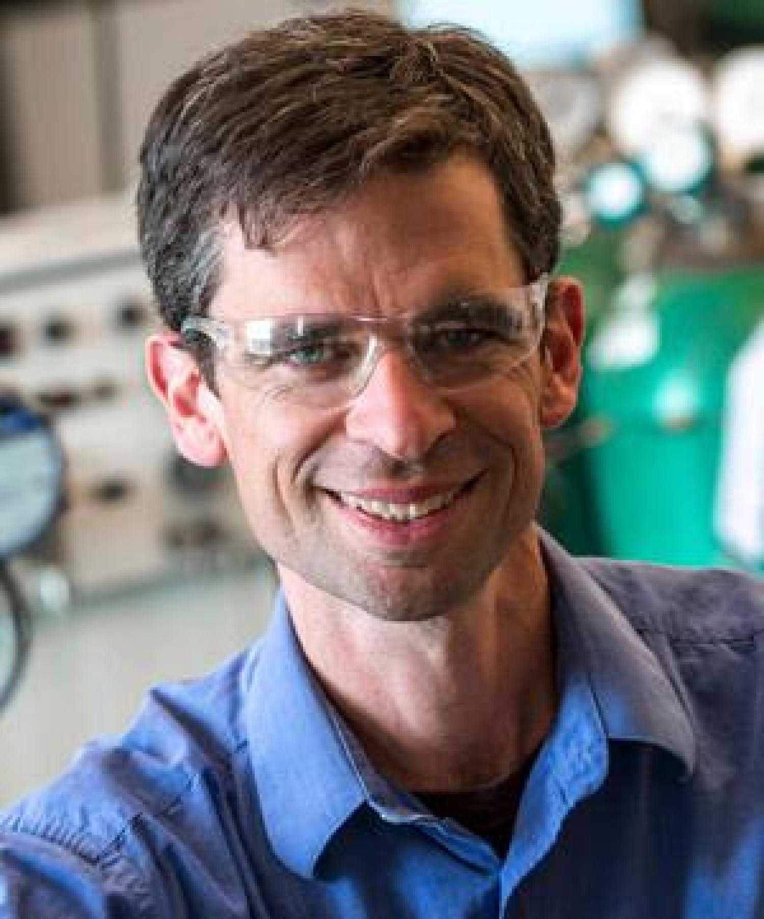 Will Medlin wearing protective glasses in the lab