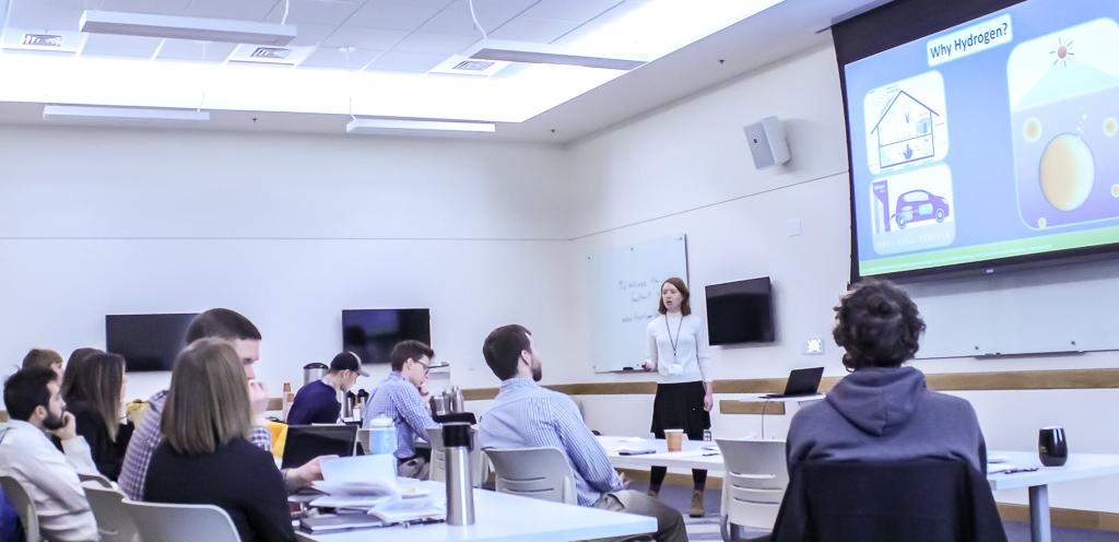 A graduate student presents her resarch