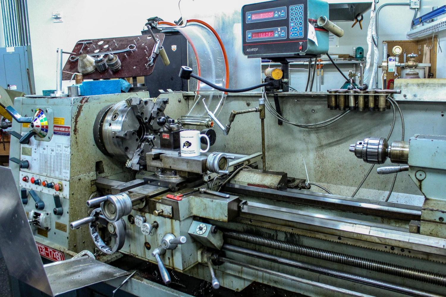 A metal cutting and shaping device.