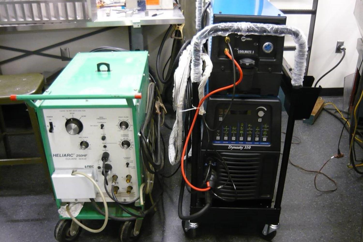 Welder and cooling unit in the instrument shop.