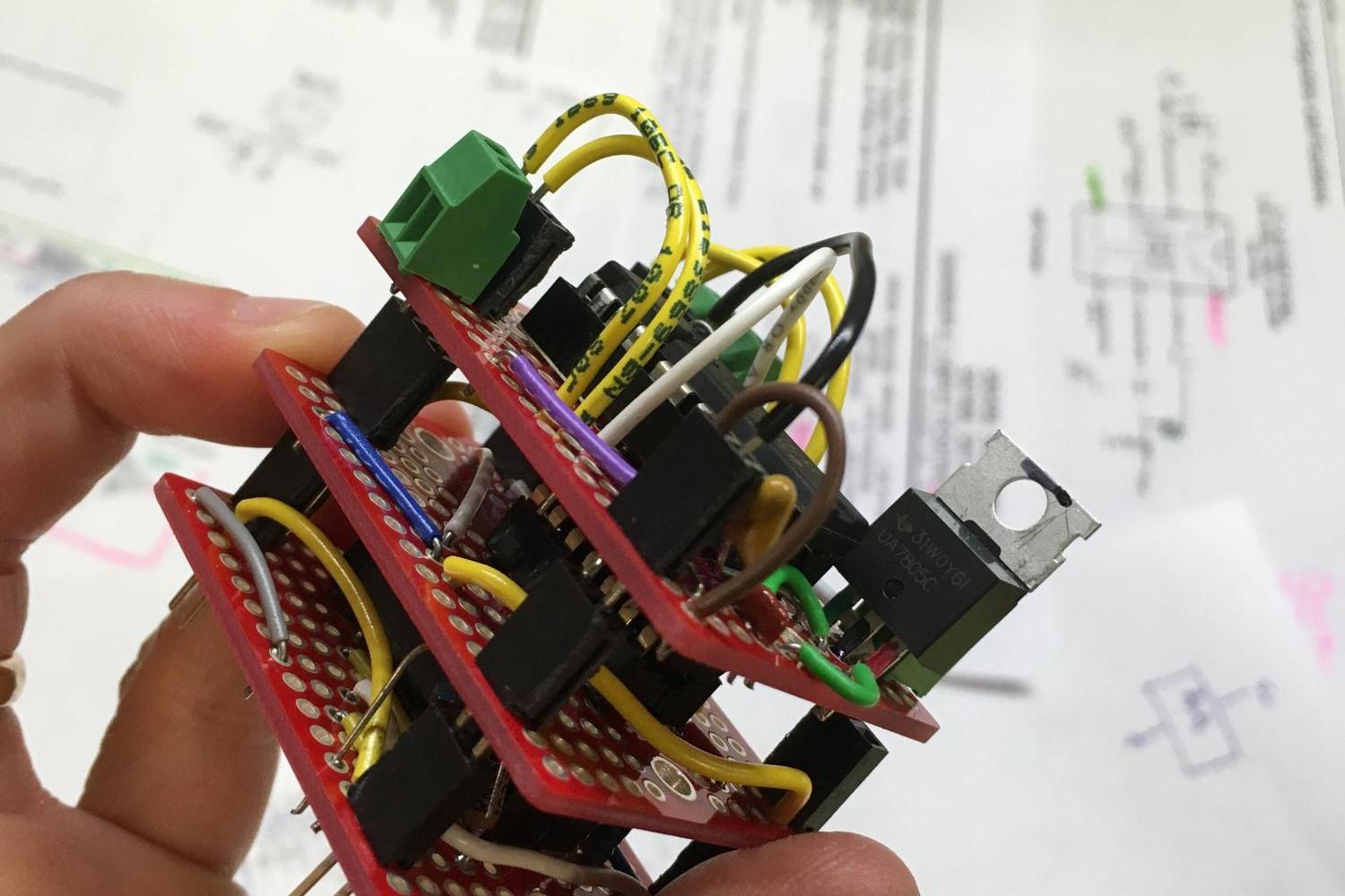 A multi level circuit board.