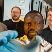 A multi-institutional team led by NREL discovered a way to create new alloys that could form the basis of next-generation semiconductors. The NREL team includes (left to right) Stephan Lany, Aaron Holder, Paul Ndione, and Andriy Zakutayev. 