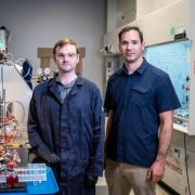 Brian Robb and Professor Michael Marshakin chemistry lab