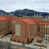 Exterior of the Jennie Smoley Caruthers Biotechnology building with the Flatirons in the background. Credit Aaron Musick of Lightbringer
