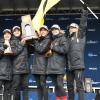 2018 NCAA Championship team raises their trophies
