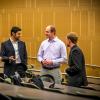 Students talk with an industry client